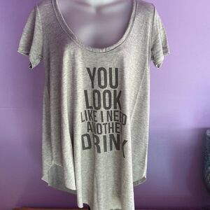 Retro Doll Size Medium Gray Scoop Neck Short Sleeve Blouse